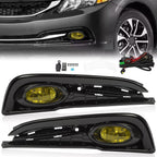 For 2013-2015 Honda Civic Sedan 4-Door Front Yellow Fog Lights Lamps w/ Switch