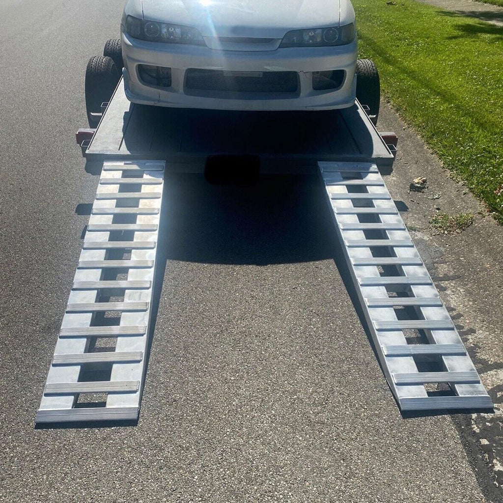 80"×15" Aluminum Ramps 2 Pcs 6000Lbs Car Trailer Truck Hook End Knife 1 Pair
