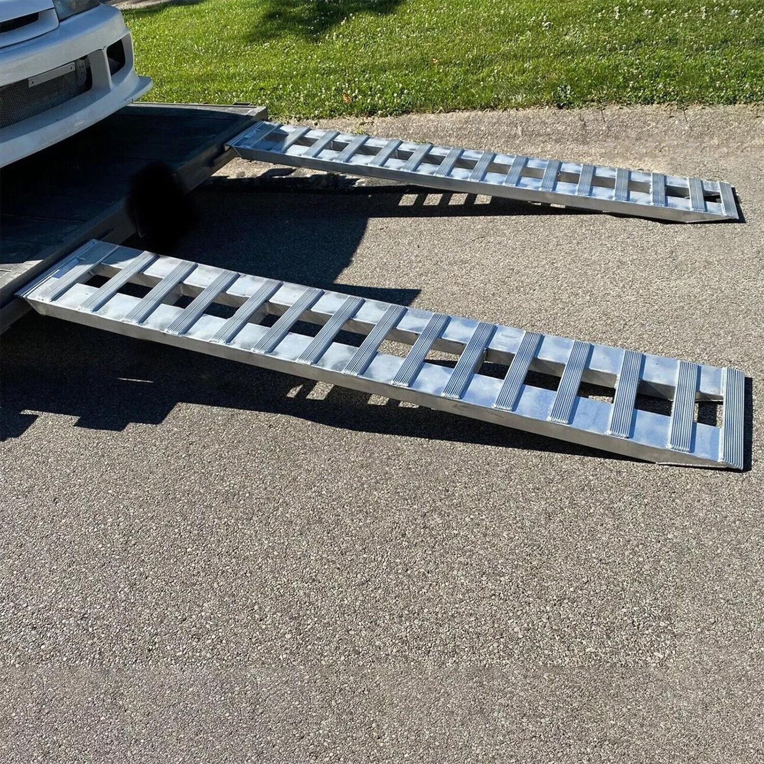 80"×15" Aluminum Ramps 2 Pcs 6000Lbs Car Trailer Truck Hook End Knife 1 Pair