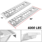 80"×15" Aluminum Ramps 2 Pcs 6000Lbs Car Trailer Truck Hook End Knife 1 Pair