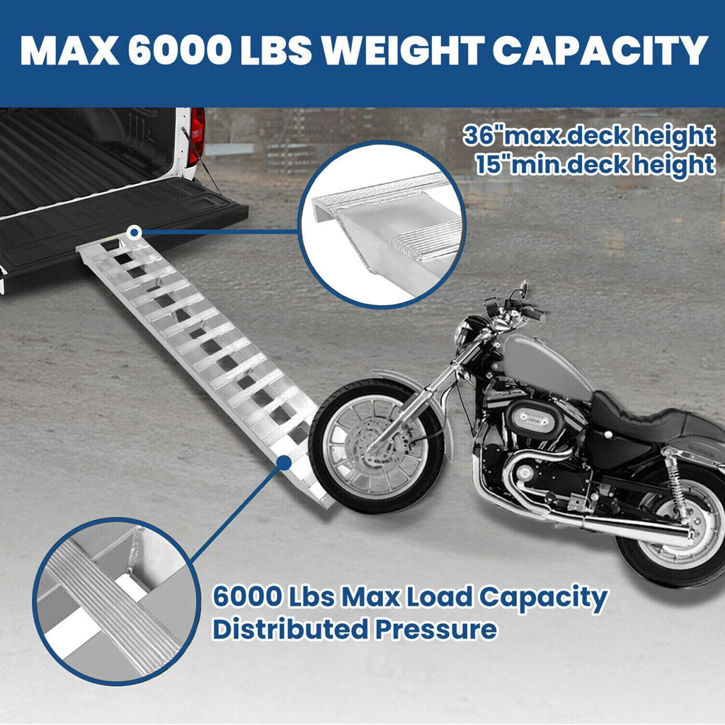 80"×15" Aluminum Ramps 2 Pcs 6000Lbs Car Trailer Truck Hook End Knife 1 Pair