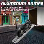 80"×15" Aluminum Ramps 2 Pcs 6000Lbs Car Trailer Truck Hook End Knife 1 Pair