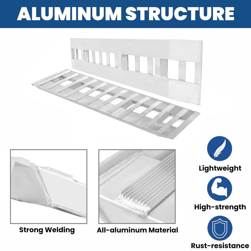 80"×15" Aluminum Ramps 2 Pcs 6000Lbs Car Trailer Truck Hook End Knife 1 Pair