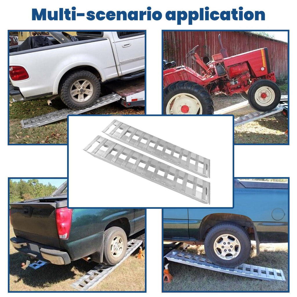 80"×15" Aluminum Ramps 2 Pcs 6000Lbs Car Trailer Truck Hook End Knife 1 Pair