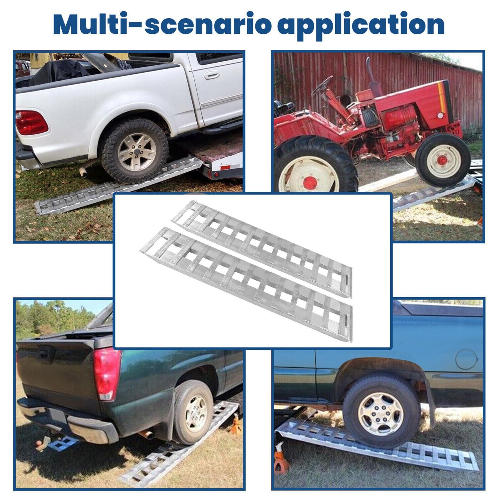 80"×15" Aluminum Ramps 2 Pcs 6000Lbs Car Trailer Truck Hook End Knife 1 Pair