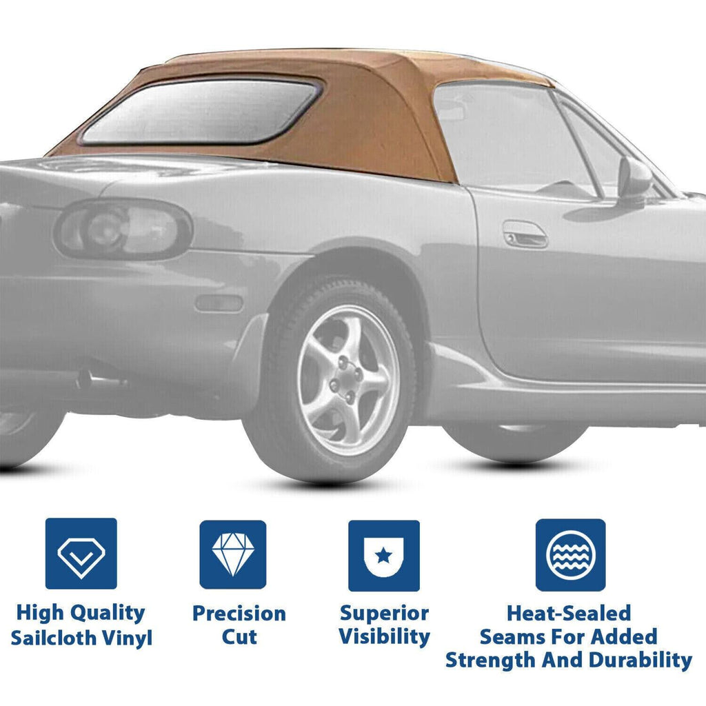 Convertible Soft Top Fits 90-05 Mazda Miata w/ Heated Glass Window, Tan