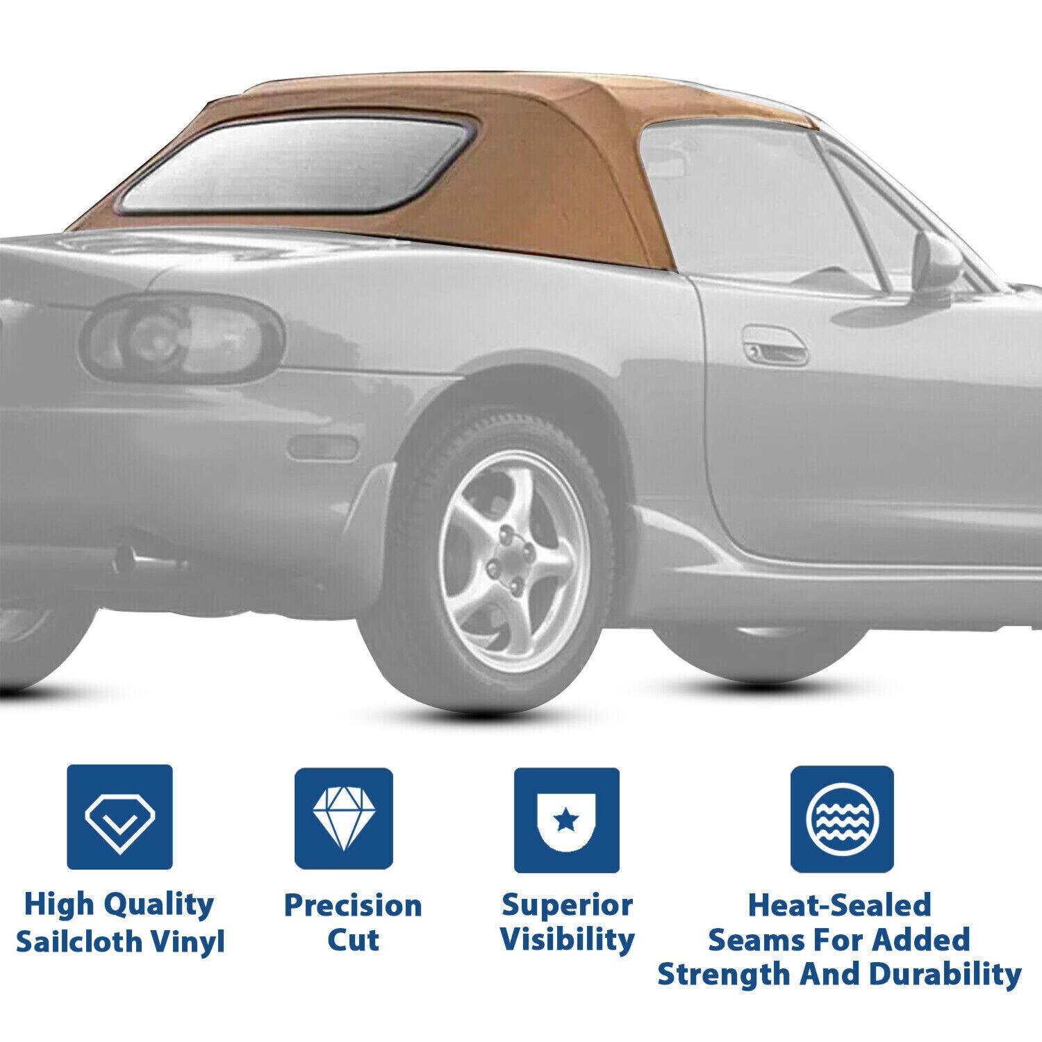 Convertible Soft Top Fits 90-05 Mazda Miata w/ Heated Glass Window, Tan