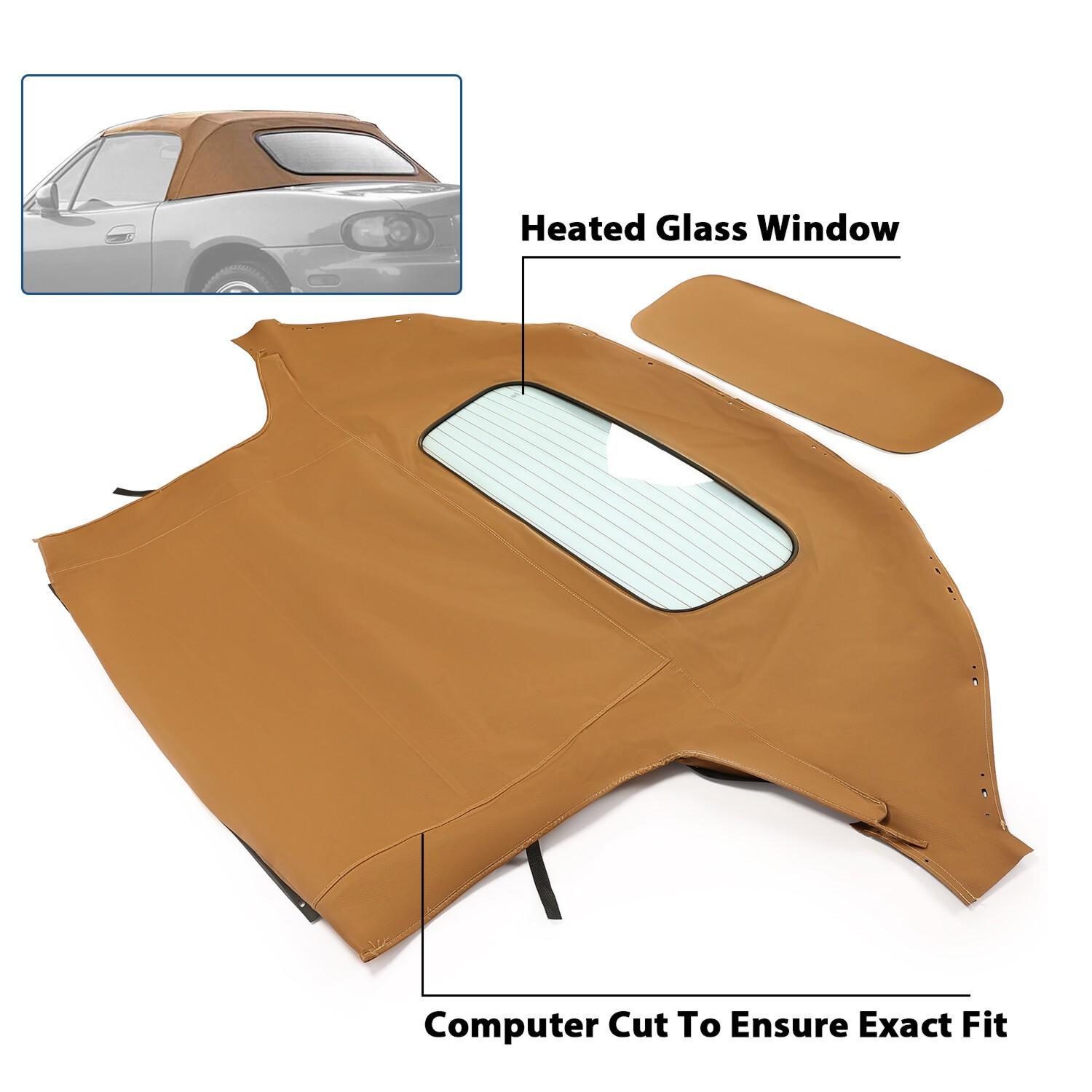 Convertible Soft Top Fits 90-05 Mazda Miata w/ Heated Glass Window, Tan