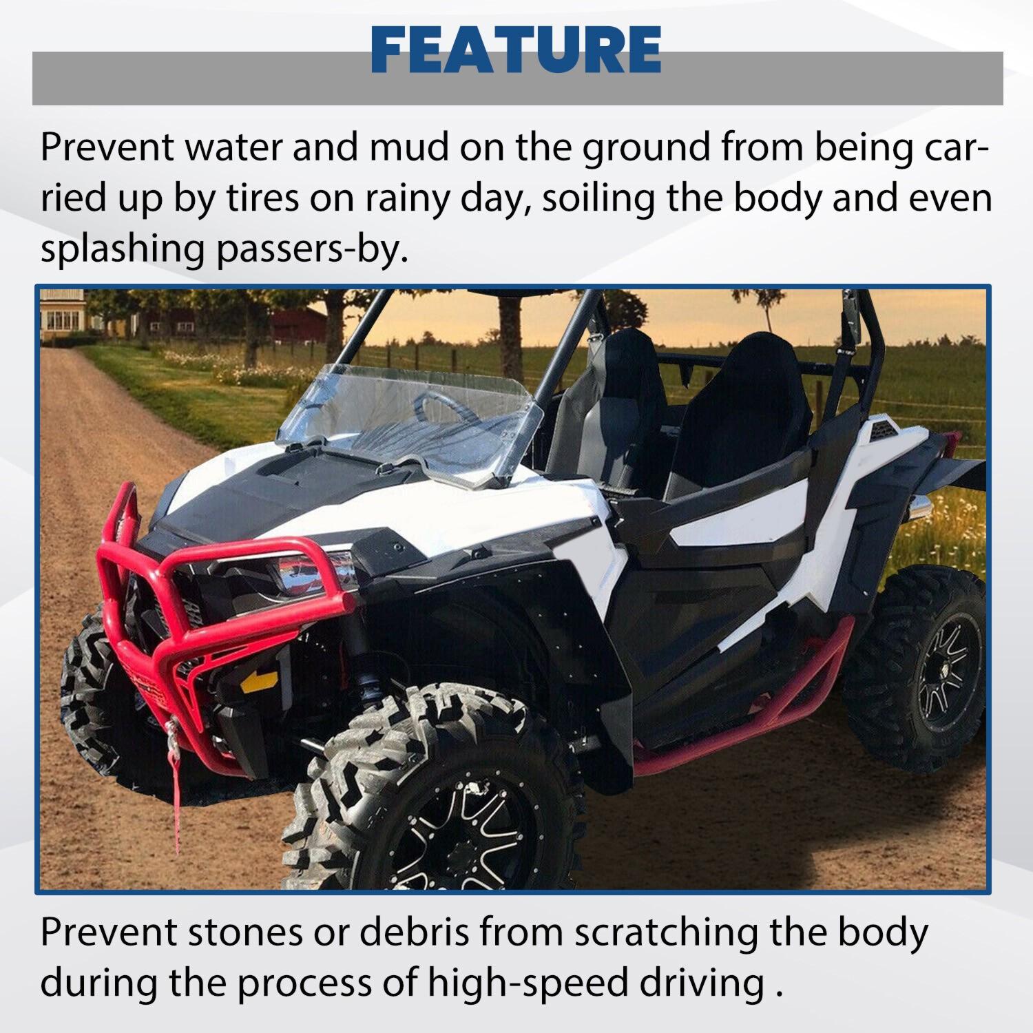 4x Extended Fender Flares Mud Flap For Polaris RZR S 900/4 900 /S 1000 2015-2020