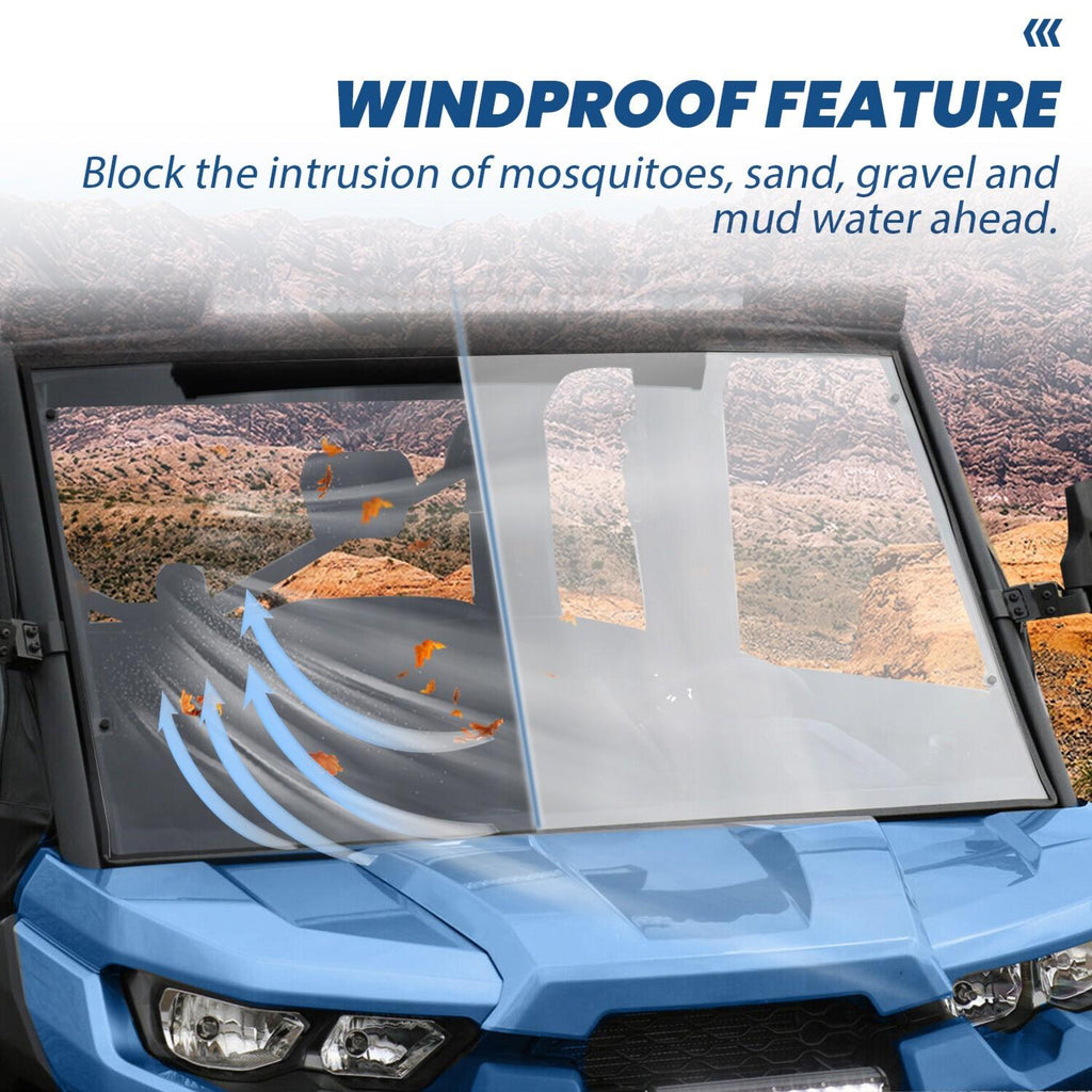 Clear Front Full Windshield For 2016-2023 Can-Am Defender HD5 HD7 HD8 HD9 HD10