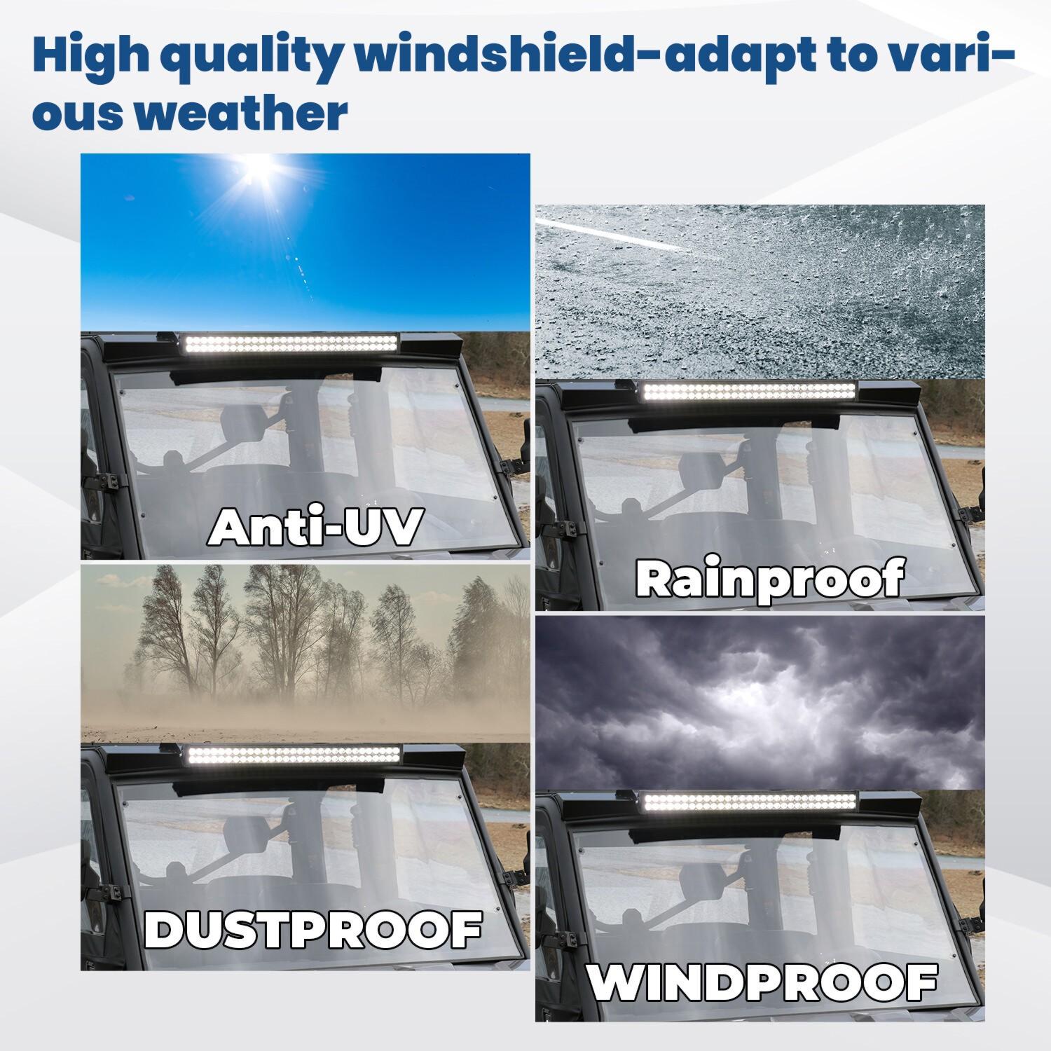 Clear Front Full Windshield For 2016-2023 Can-Am Defender HD5 HD7 HD8 HD9 HD10