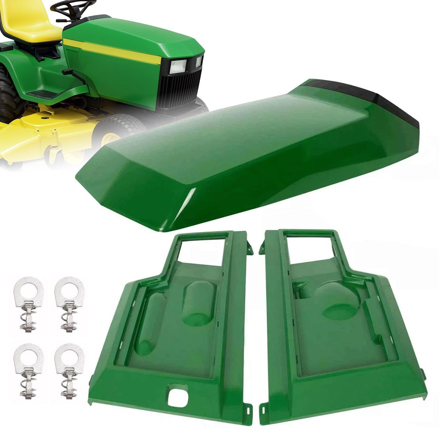 For John Deere 415 425 445 455 Side Panels Kit+Upper Hood for AM128986 AM128983