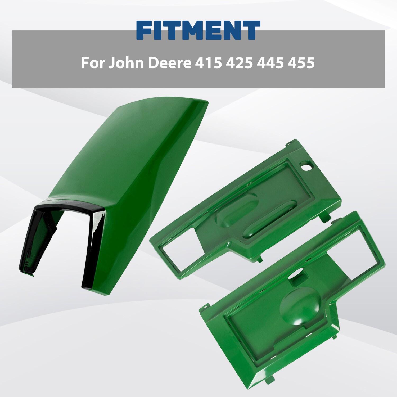For John Deere 415 425 445 455 Side Panels Kit+Upper Hood for AM128986 AM128983