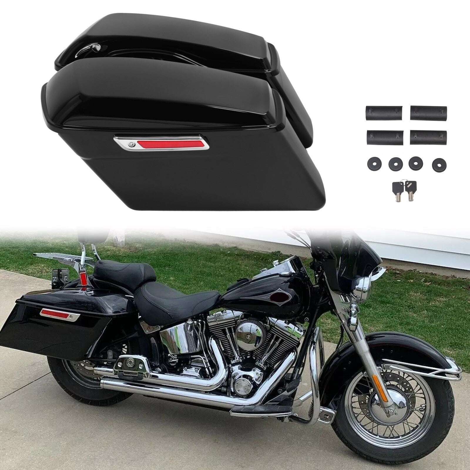 Vivid Black Hard Saddlebag Bags For Harley Davidson Road Street Glide 1994-2013