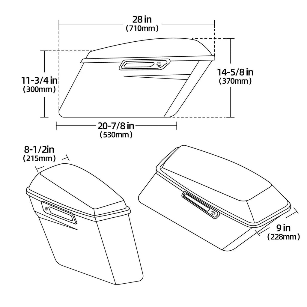 Vivid Black Hard Saddlebag Bags For Harley Davidson Road Street Glide 1994-2013