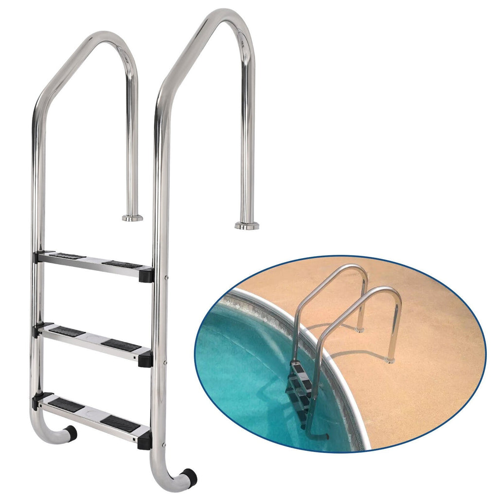 3 Non-Slip Step Ladder 304 Stainless Steel Ladder for Swimming Pool In-Ground