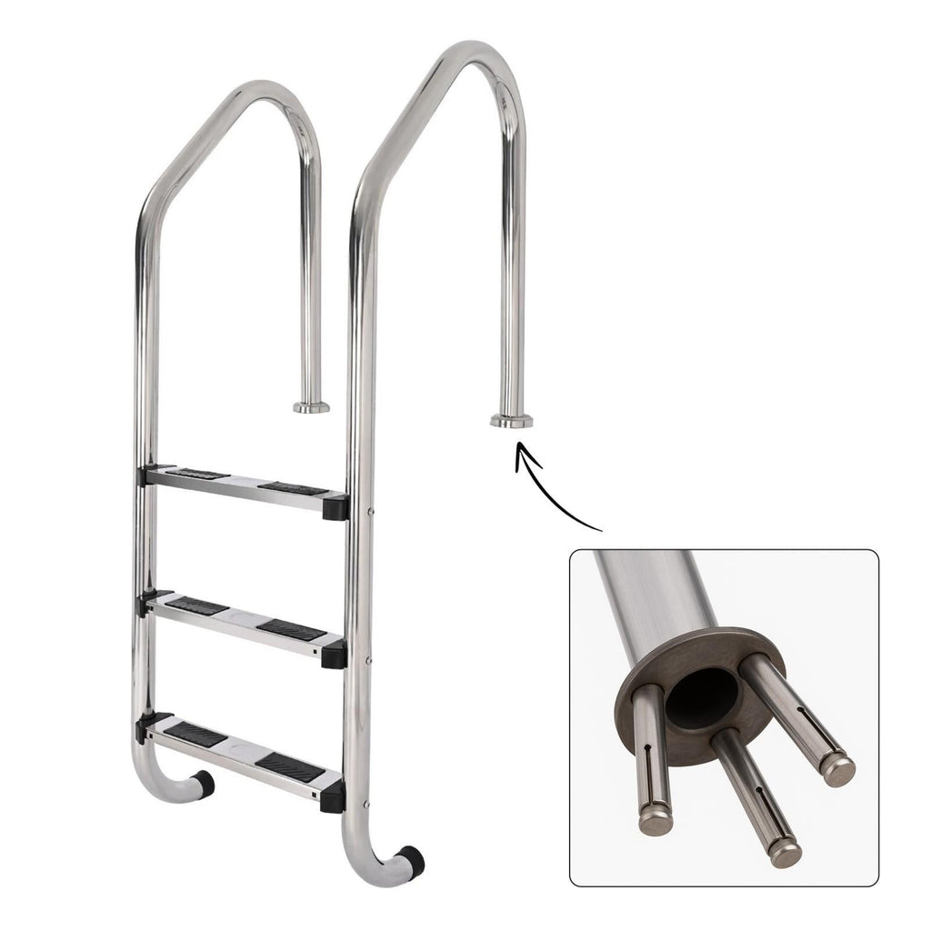 3 Non-Slip Step Ladder 304 Stainless Steel Ladder for Swimming Pool In-Ground