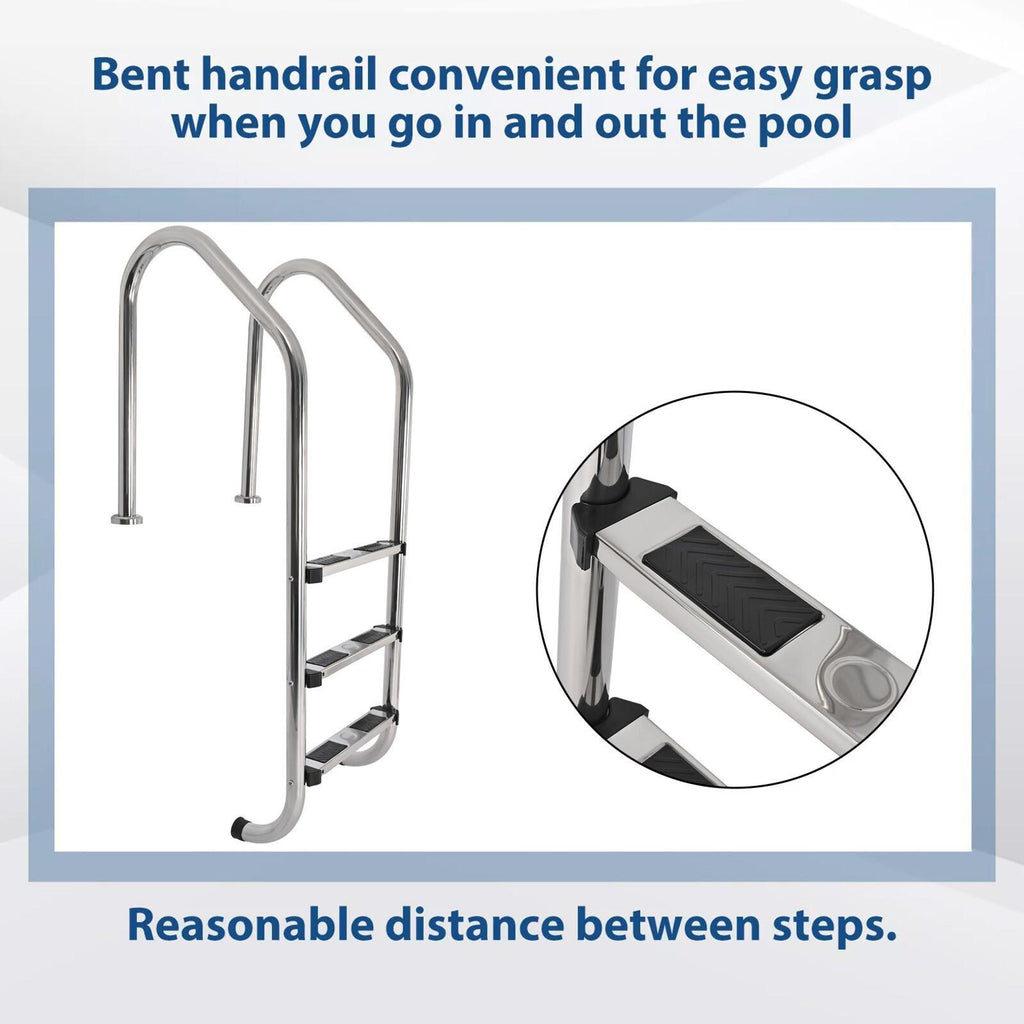 3 Non-Slip Step Ladder 304 Stainless Steel Ladder for Swimming Pool In-Ground