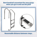 3 Non-Slip Step Ladder 304 Stainless Steel Ladder for Swimming Pool In-Ground