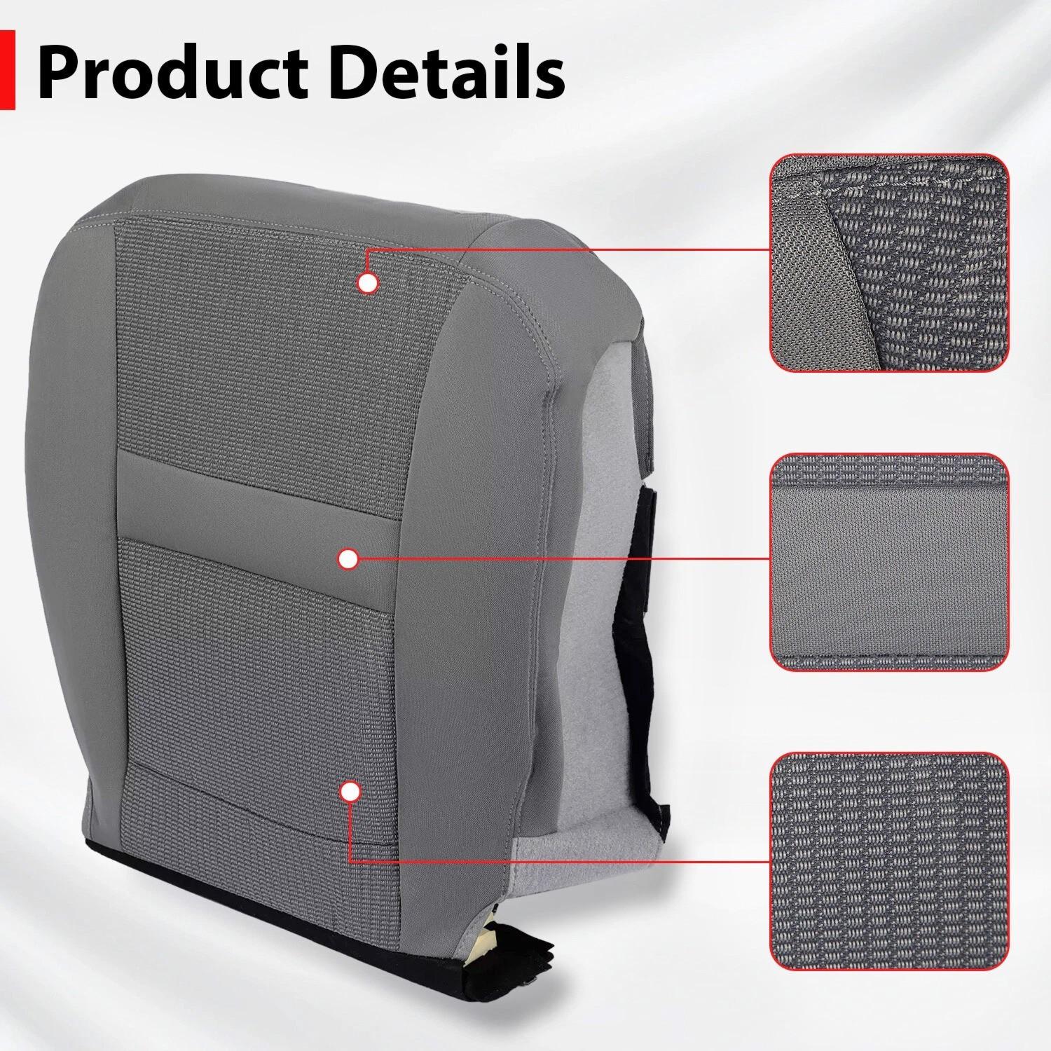 For Dodge Ram 1500 06 07 08 09 10 Gray Front Driver Bottom Side Seat Cover Cloth