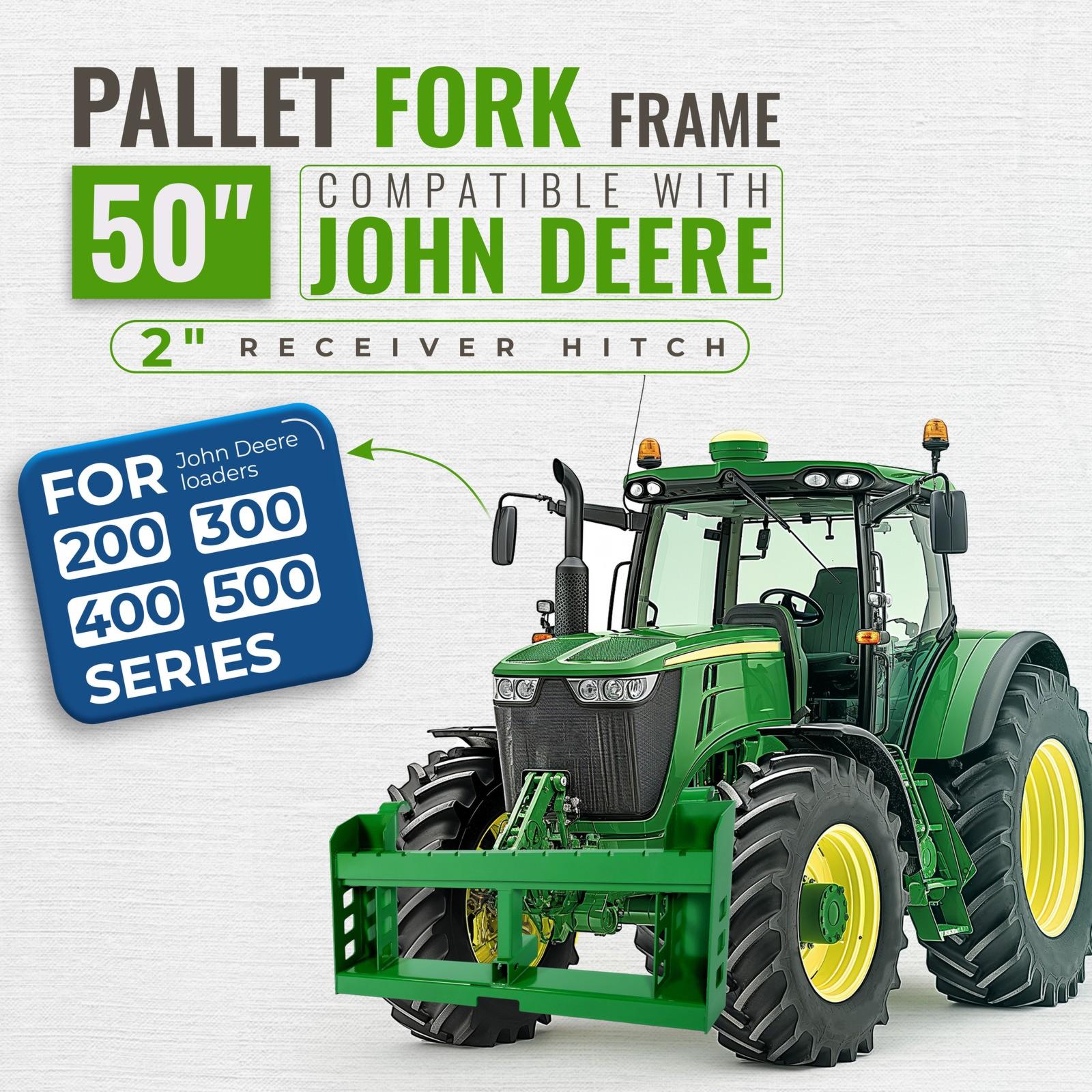 Pallet Fork Frame Attachments 50" Fits John Deere 200 Skid Steer Loaders 4000lbs