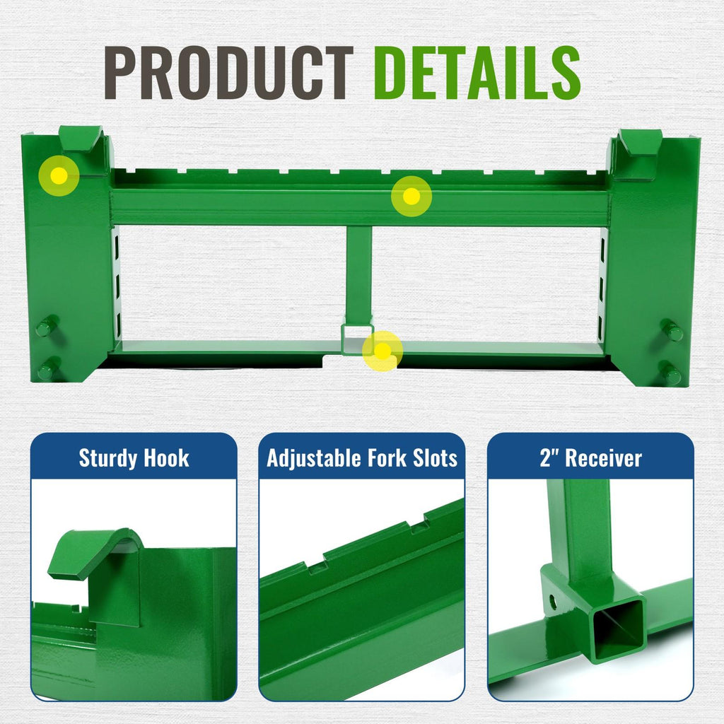 Pallet Fork Frame Attachments 50" Fits John Deere 200 Skid Steer Loaders 4000lbs