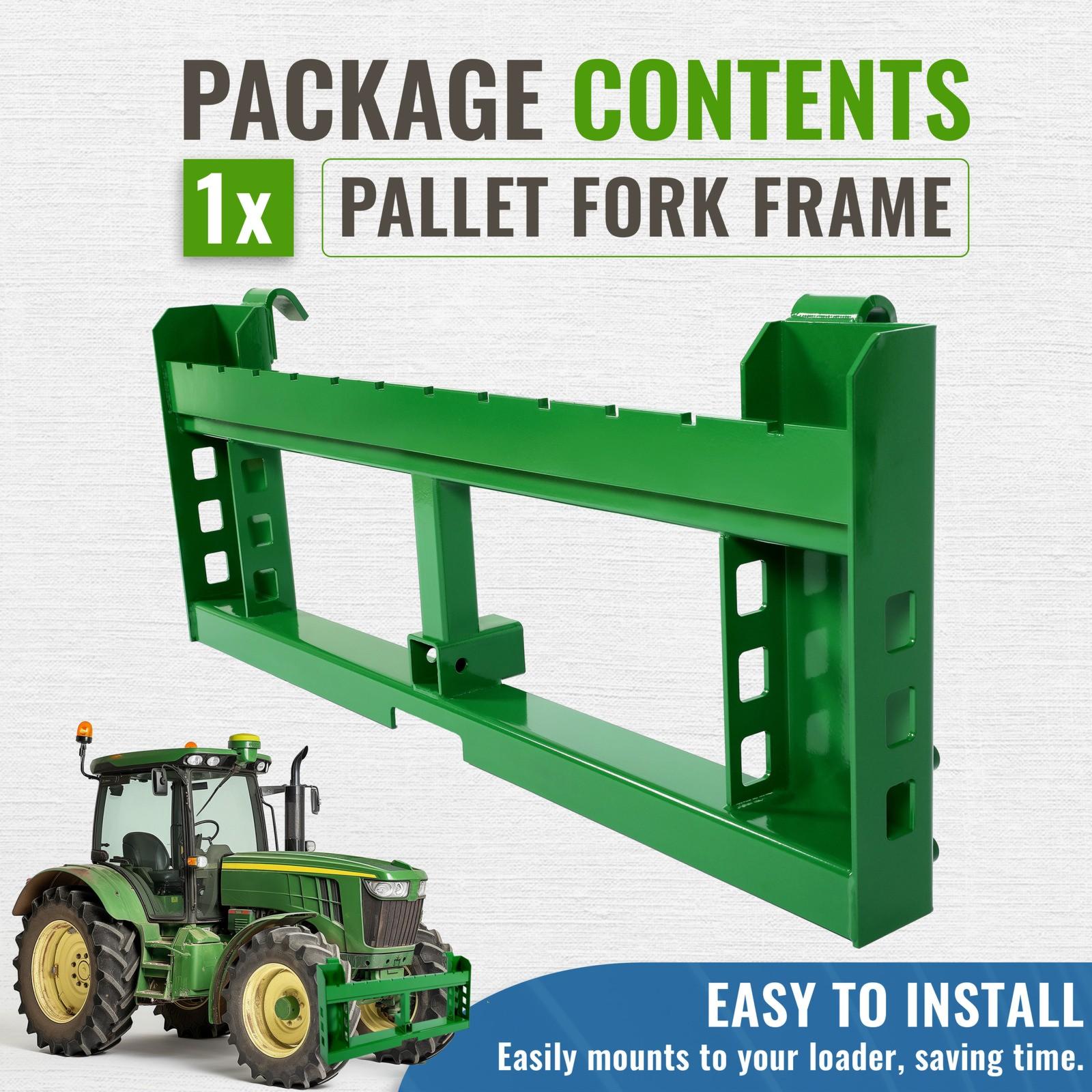 Pallet Fork Frame Attachments 50" Fits John Deere 200 Skid Steer Loaders 4000lbs