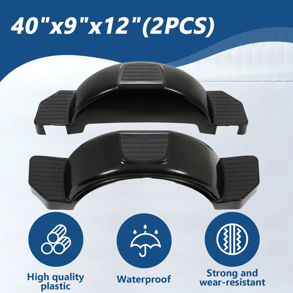 Glossy Black 2 SINGLE AXLE TRAILER FENDERS FOR 13" WHEELS TIRES SKIRT BOAT PAIR
