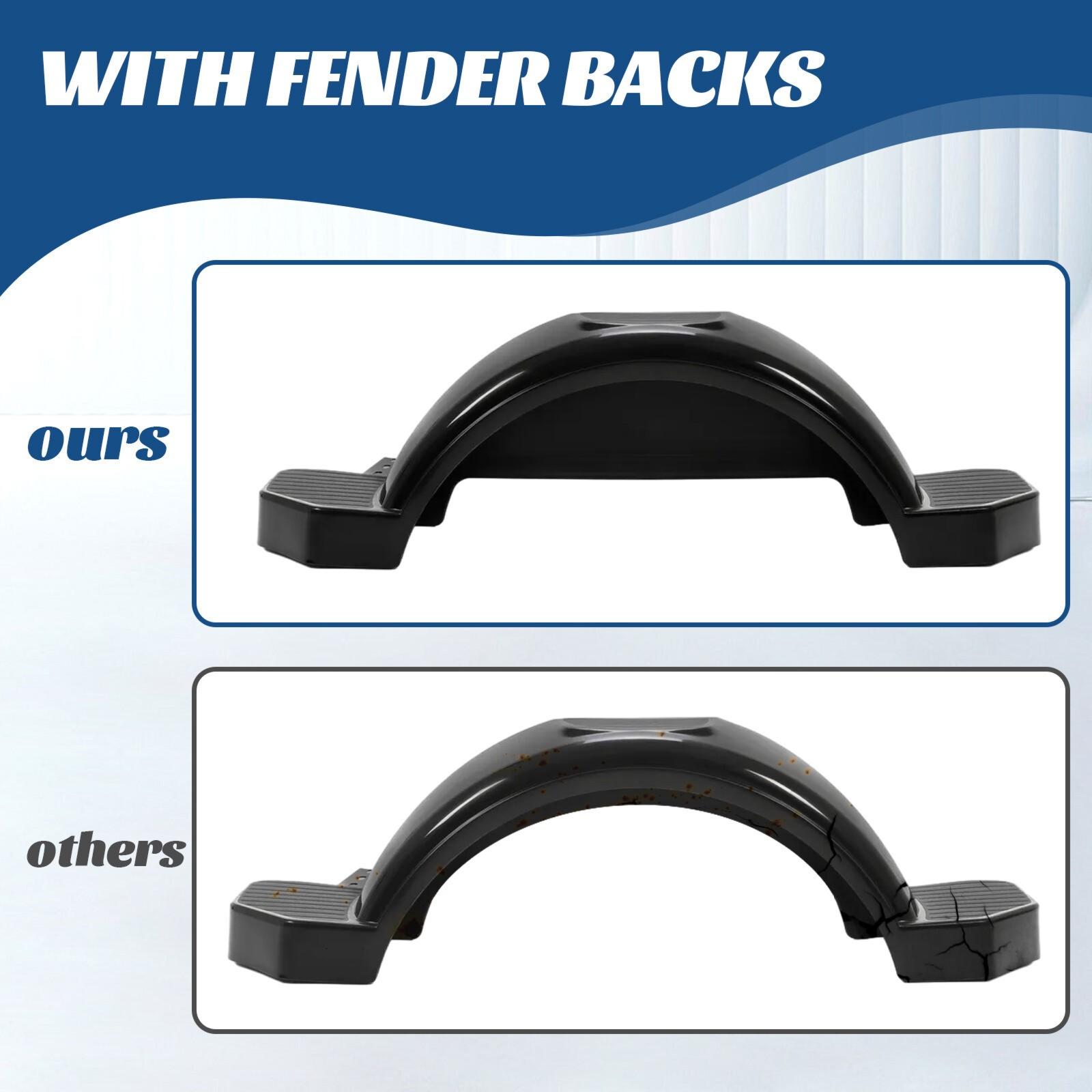 Glossy Black 2 SINGLE AXLE TRAILER FENDERS FOR 13" WHEELS TIRES SKIRT BOAT PAIR