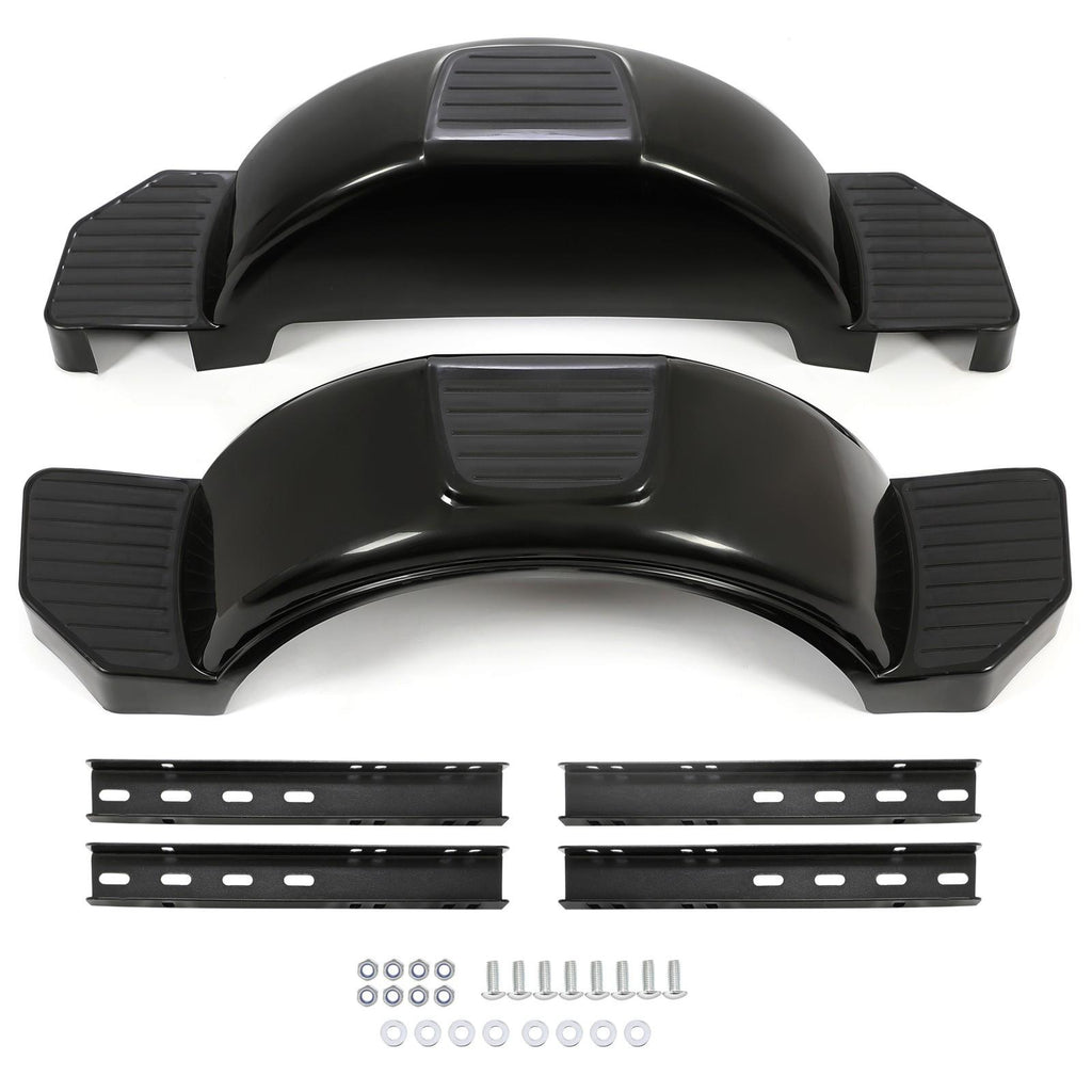 Glossy Black 2 SINGLE AXLE TRAILER FENDERS FOR 13" WHEELS TIRES SKIRT BOAT PAIR