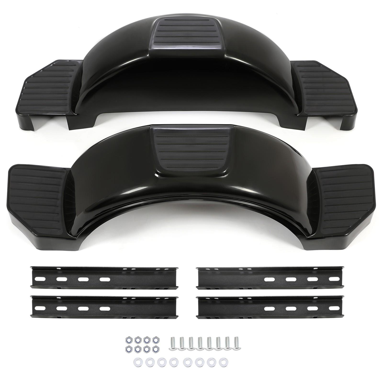 Glossy Black 2 SINGLE AXLE TRAILER FENDERS FOR 13" WHEELS TIRES SKIRT BOAT PAIR
