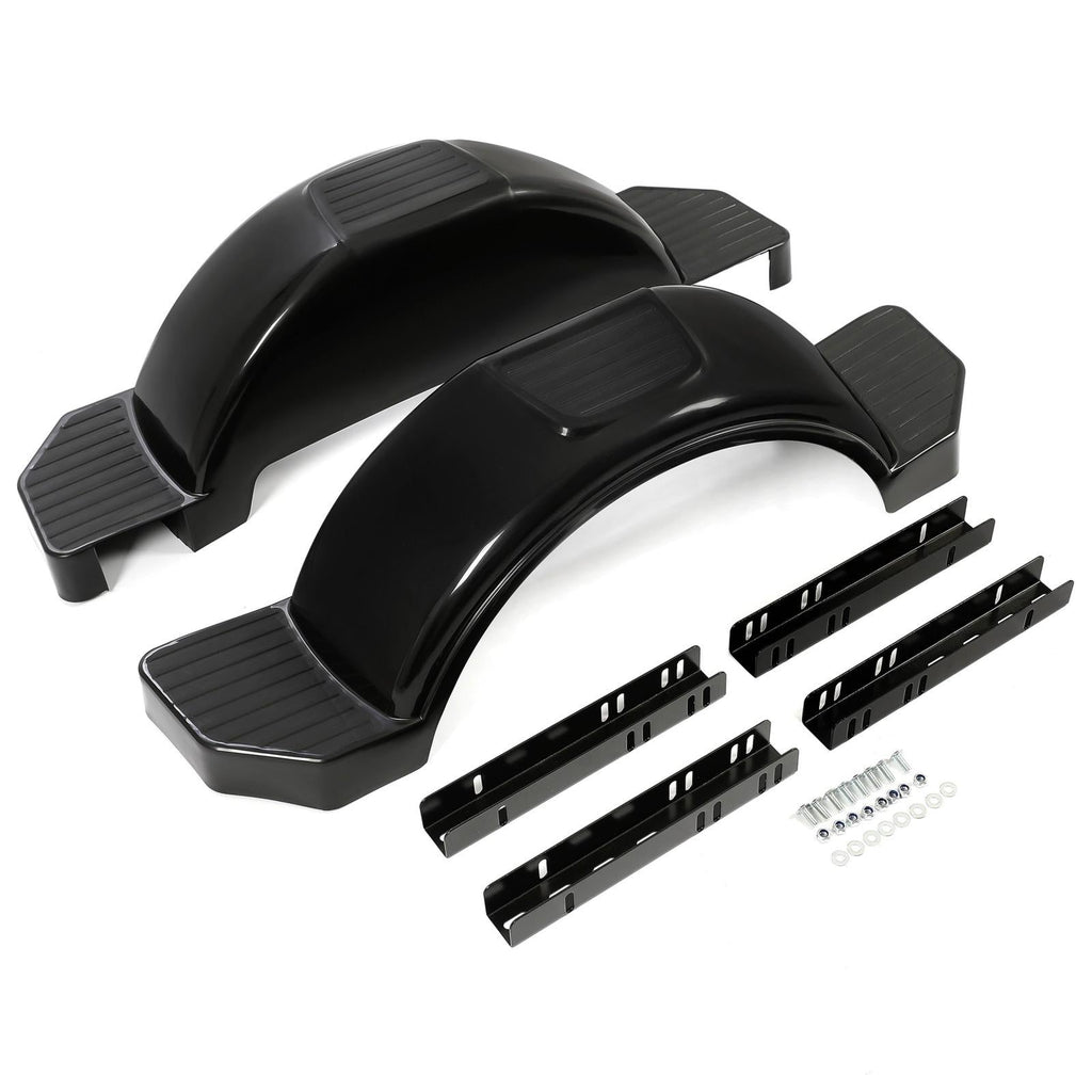 Glossy Black 2 SINGLE AXLE TRAILER FENDERS FOR 13" WHEELS TIRES SKIRT BOAT PAIR