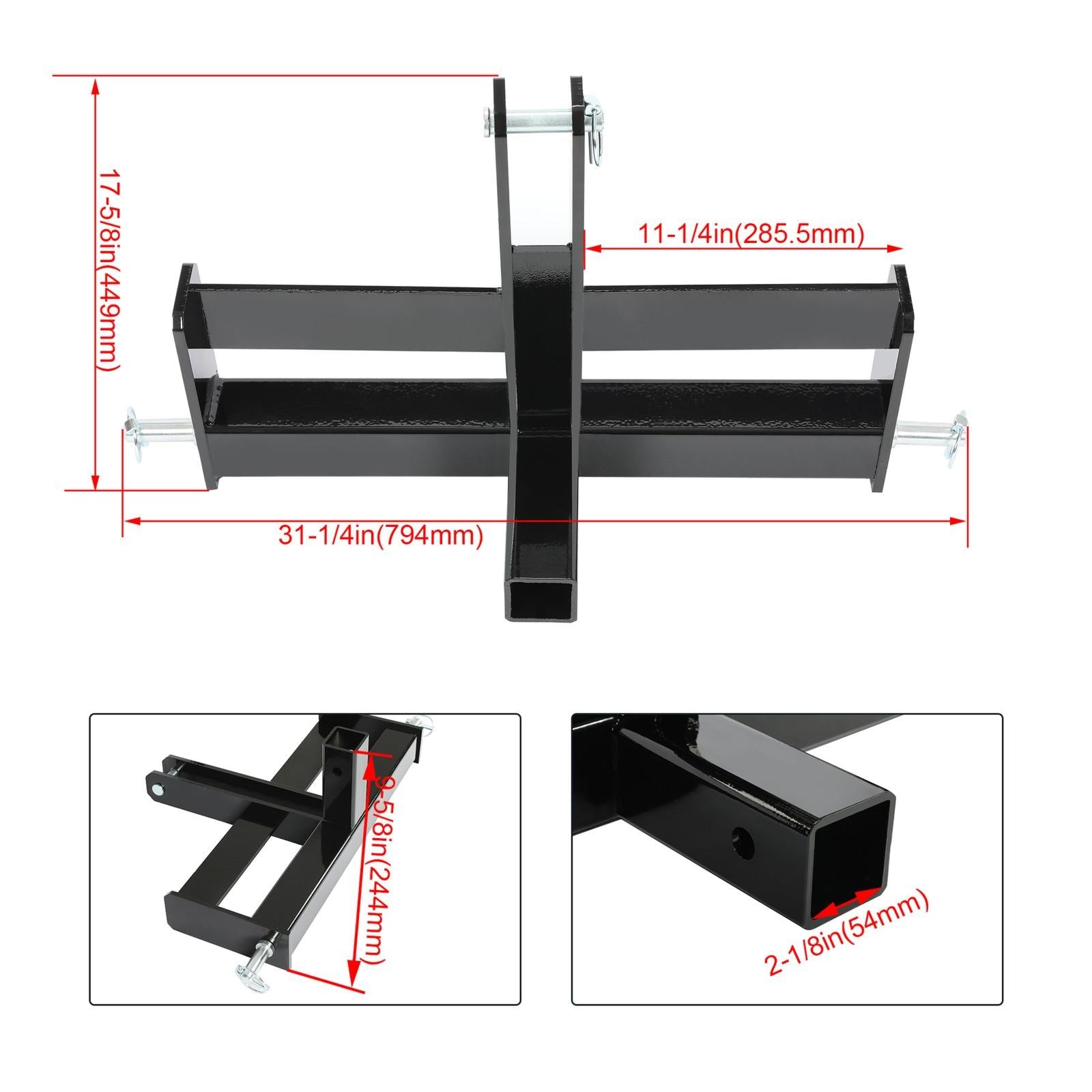3 Point 2" Receiver Hitch Drawbar W/Suitcase Weight Bracket For CAT 1 Tractors