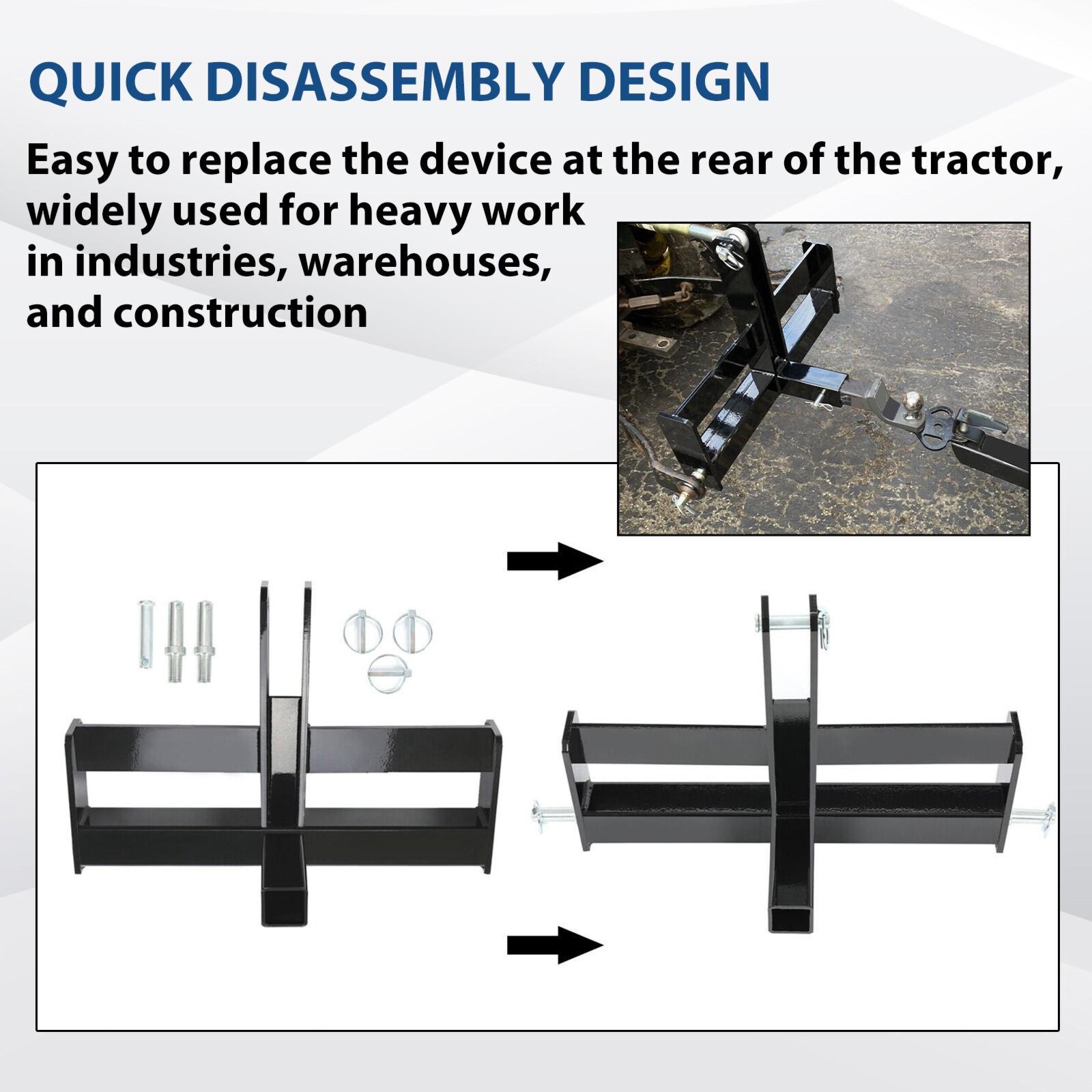 3 Point 2" Receiver Hitch Drawbar W/Suitcase Weight Bracket For CAT 1 Tractors