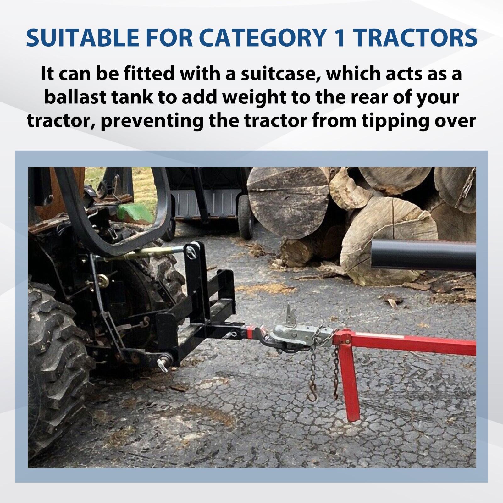 3 Point 2" Receiver Hitch Drawbar W/Suitcase Weight Bracket For CAT 1 Tractors