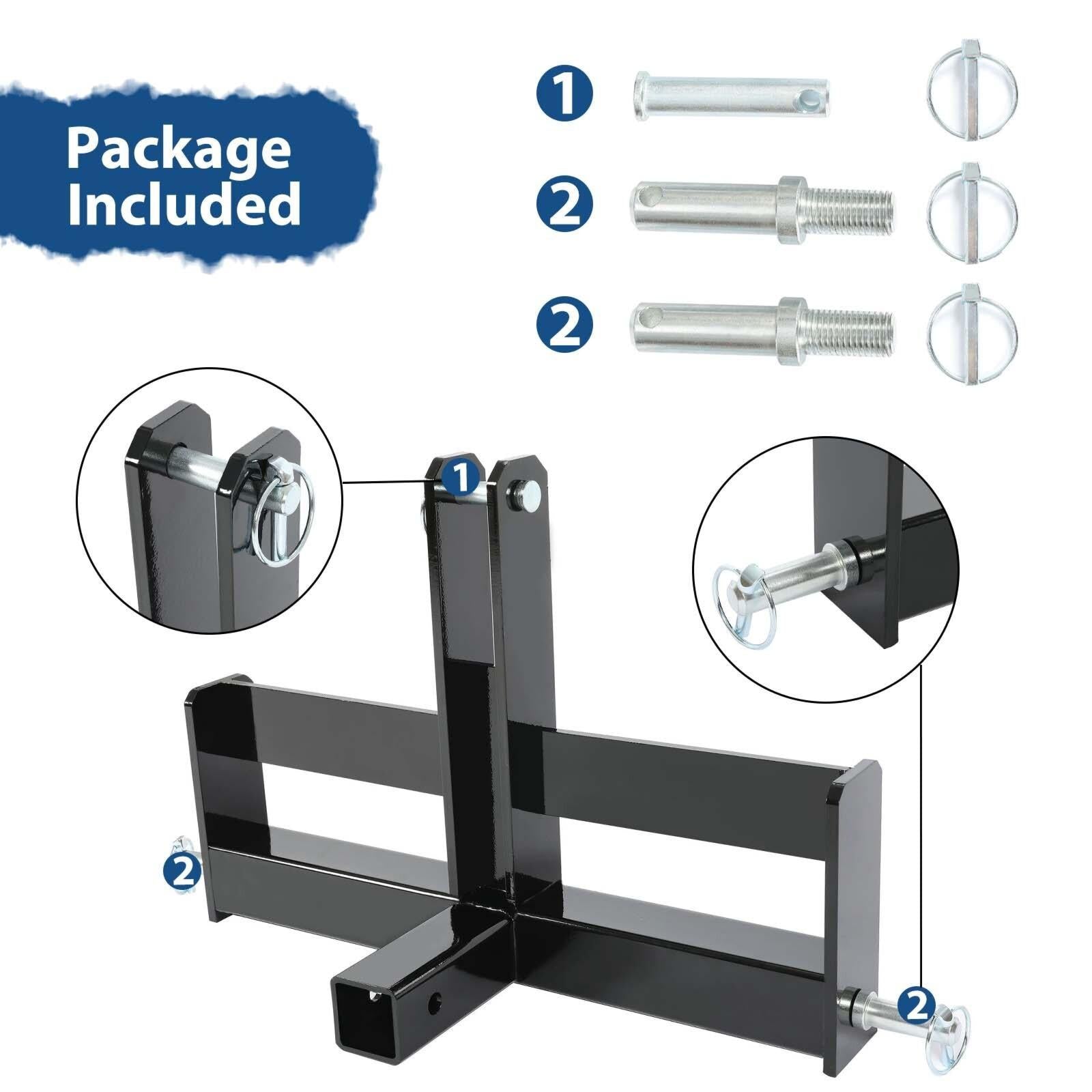 3 Point 2" Receiver Hitch Drawbar W/Suitcase Weight Bracket For CAT 1 Tractors