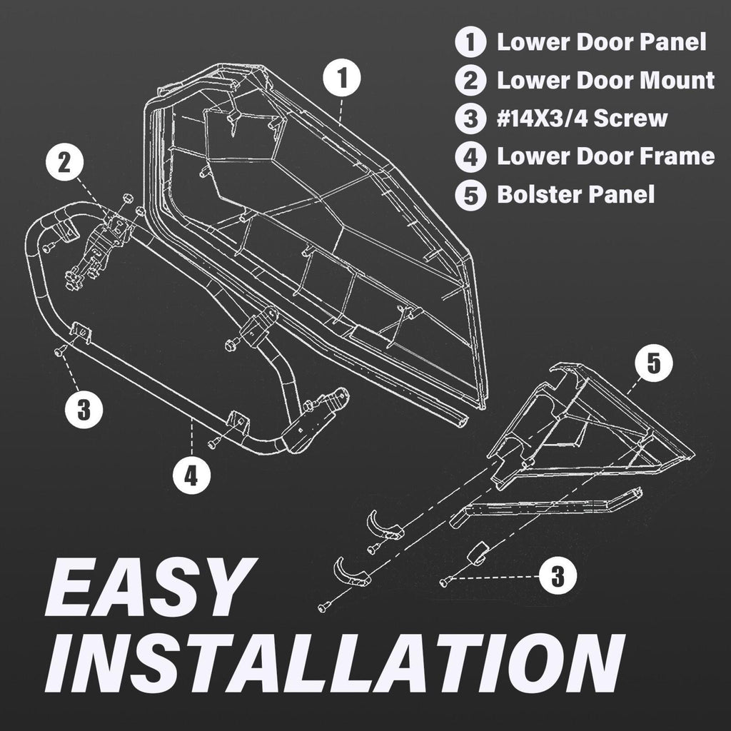 Lower Door Panel Inserts Kit For 2014-2023 Polaris RZR 900 1000 XP S Turbo 2Door