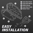Lower Door Panel Inserts Kit For 2014-2023 Polaris RZR 900 1000 XP S Turbo 2Door