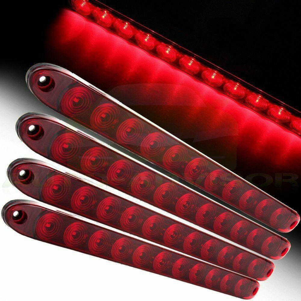 4X 16" 11 LED Red Truck Trailer Light Bar Stop Turn Tail Brake Light Strip Kit
