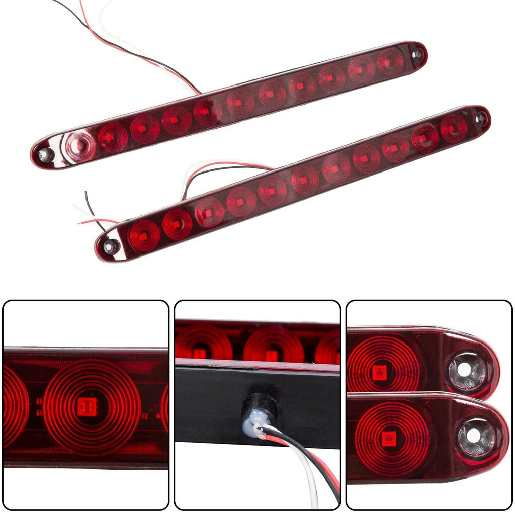 4X 16" 11 LED Red Truck Trailer Light Bar Stop Turn Tail Brake Light Strip Kit