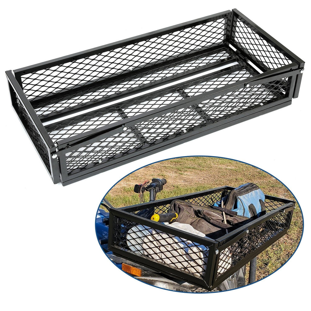 Front For  ATV Drop Cargo Basket Rack Storage Carrier Kit Universal Steel Black