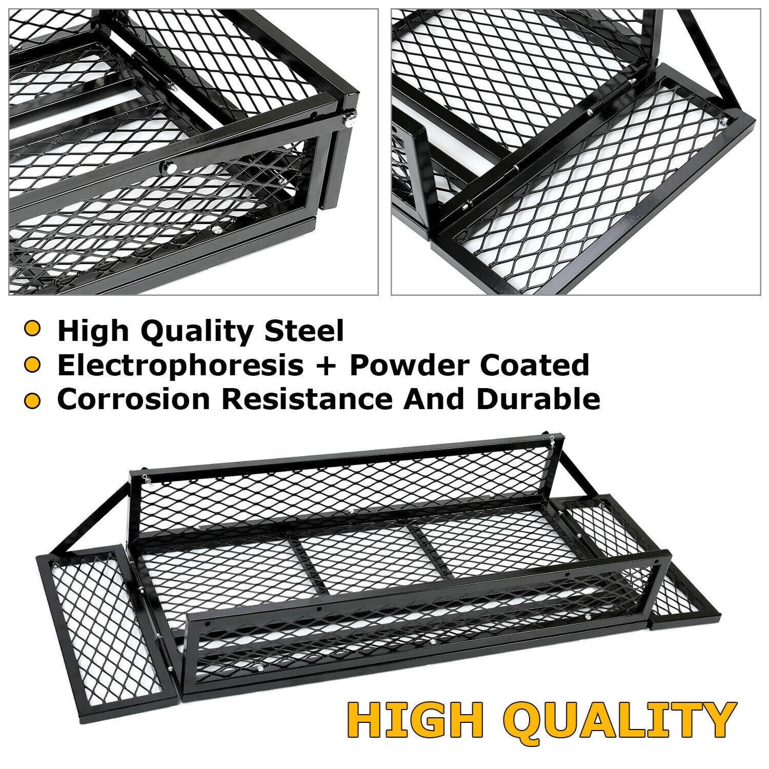 Front For  ATV Drop Cargo Basket Rack Storage Carrier Kit Universal Steel Black
