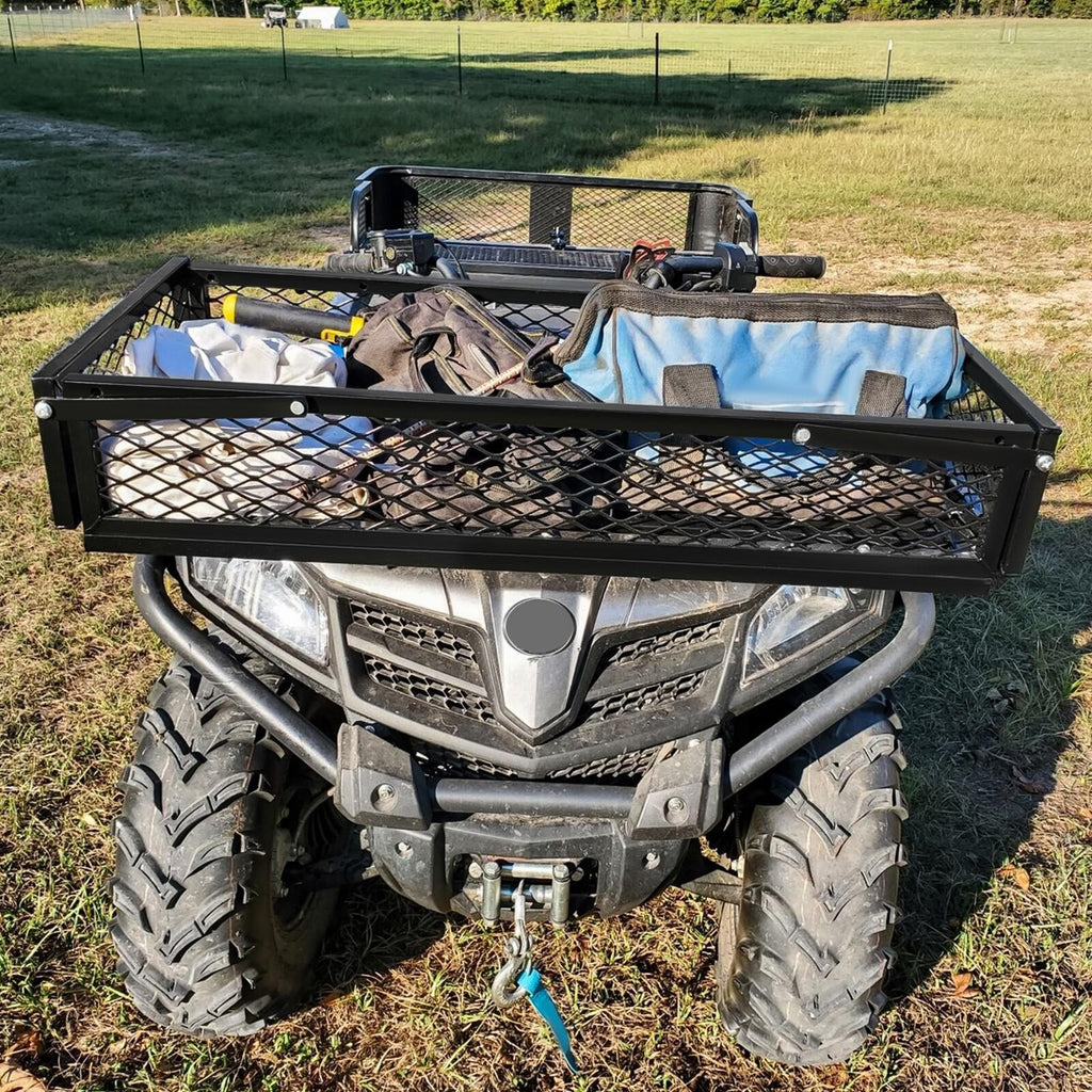 Front For  ATV Drop Cargo Basket Rack Storage Carrier Kit Universal Steel Black