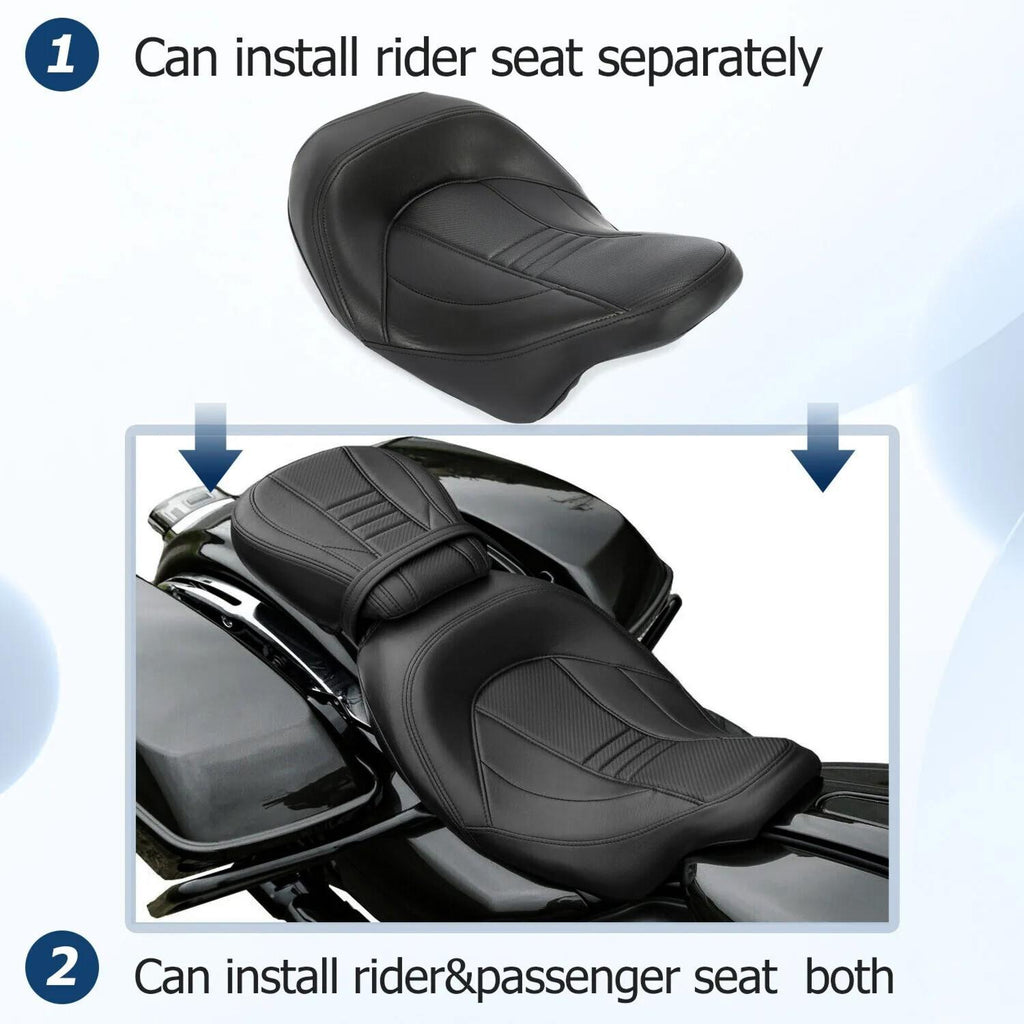 Low-Profile Driver Passenger Seat Fit For Harley Touring Road Glide 2009-2023