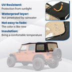 Fits 2010-18 Jeep Wrangler JK Rubicon 4-Door Replacement Soft Top Tinted Windows