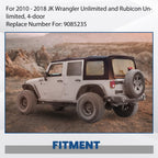 Fits 2010-18 Jeep Wrangler JK Rubicon 4-Door Replacement Soft Top Tinted Windows