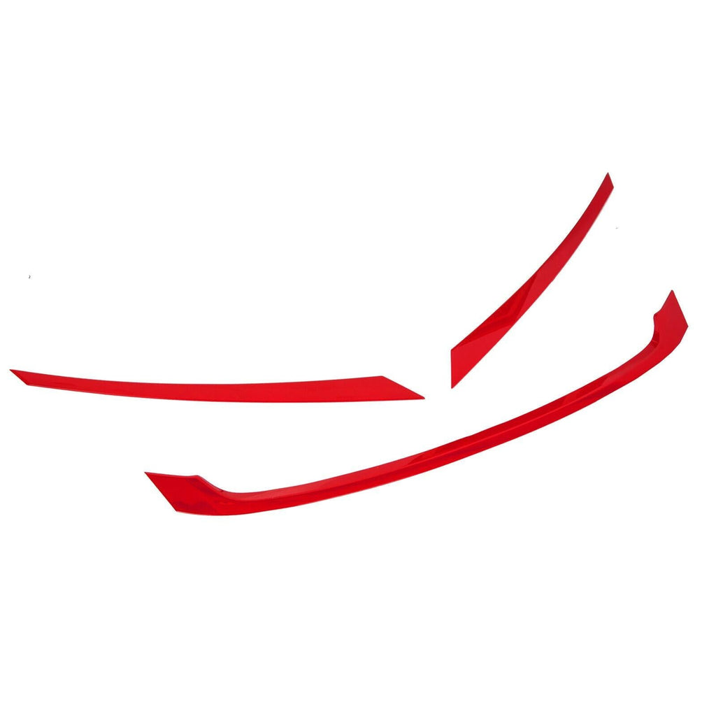 FOR 2016-2021 HONDA CIVIC JDM GLOSSY RED ABS FRONT GRILL TRIM COVER GARNISH- 3PC