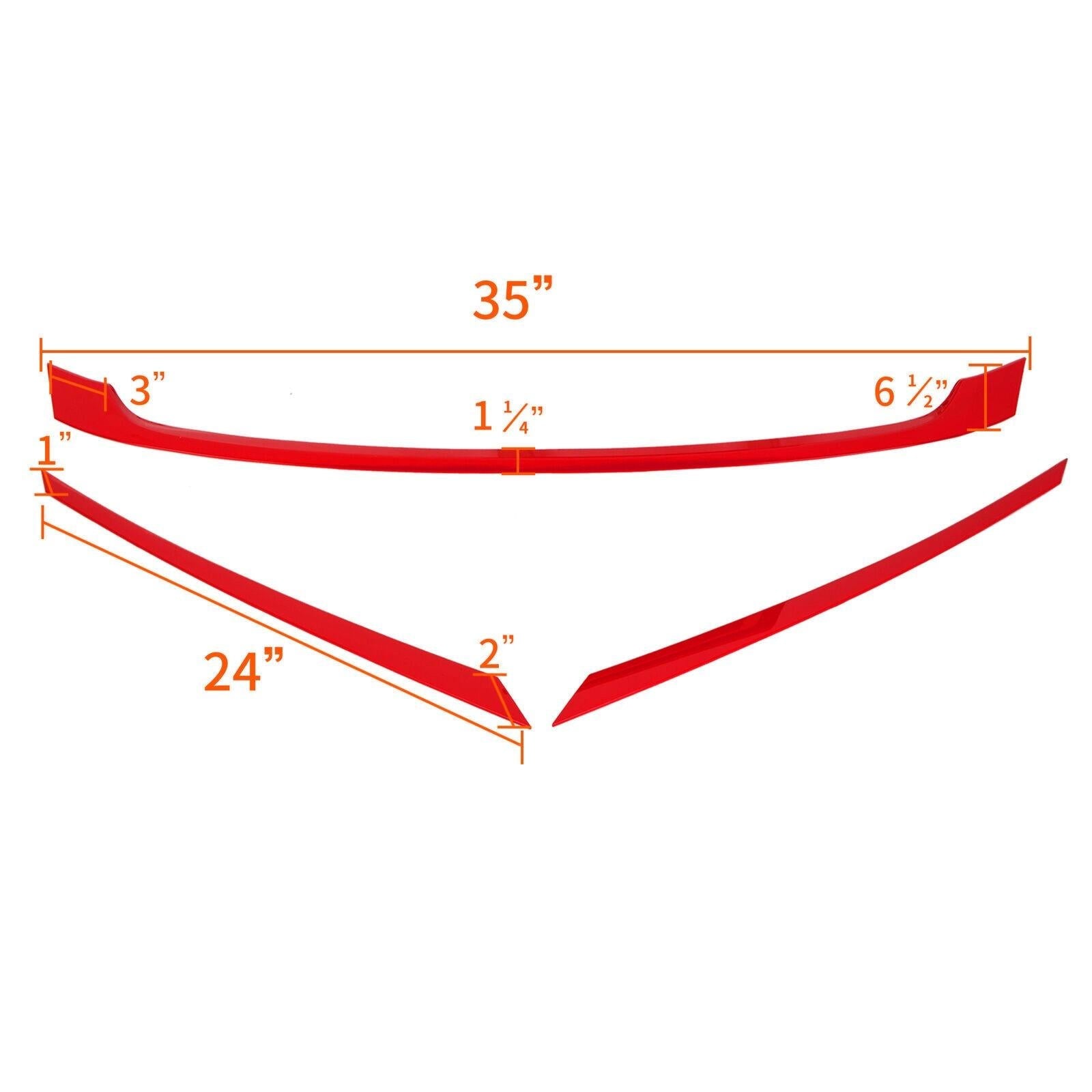 FOR 2016-2021 HONDA CIVIC JDM GLOSSY RED ABS FRONT GRILL TRIM COVER GARNISH- 3PC