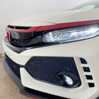 FOR 2016-2021 HONDA CIVIC JDM GLOSSY RED ABS FRONT GRILL TRIM COVER GARNISH- 3PC