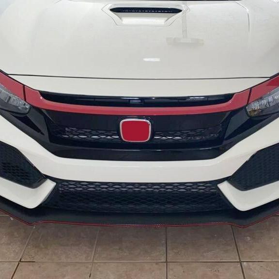 FOR 2016-2021 HONDA CIVIC JDM GLOSSY RED ABS FRONT GRILL TRIM COVER GARNISH- 3PC